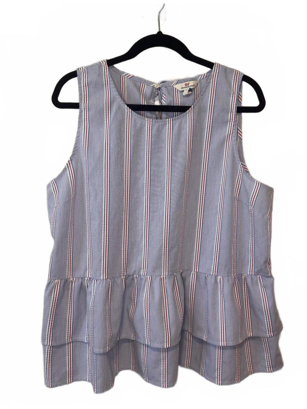 VINEYARD VINES | red white & blue peplum tiered top Fourth of July USA patriotic